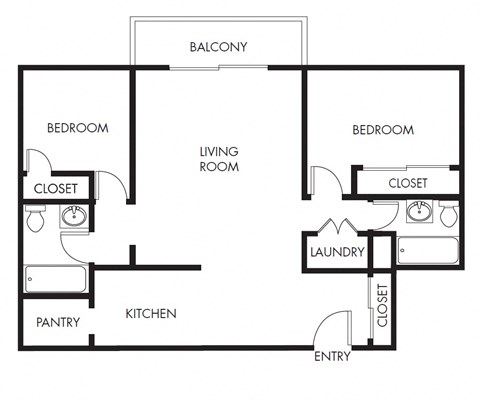 NoHo Centre 2 Bed 2 Bath Floorplan Image